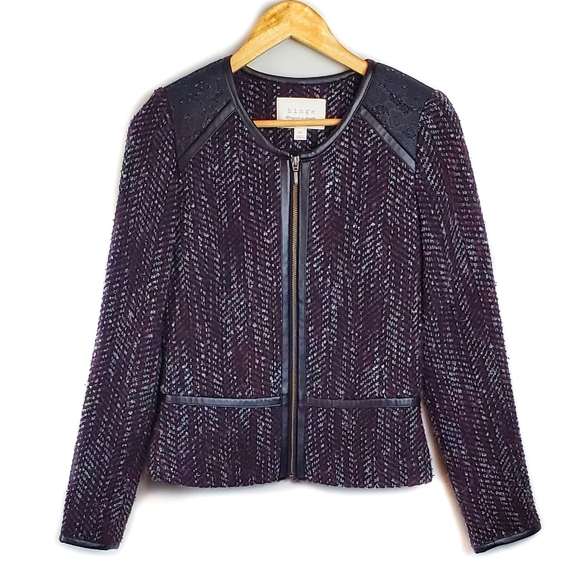 Hinge Black Purple Tweed Jacket Size XS - Picture 2 of 6